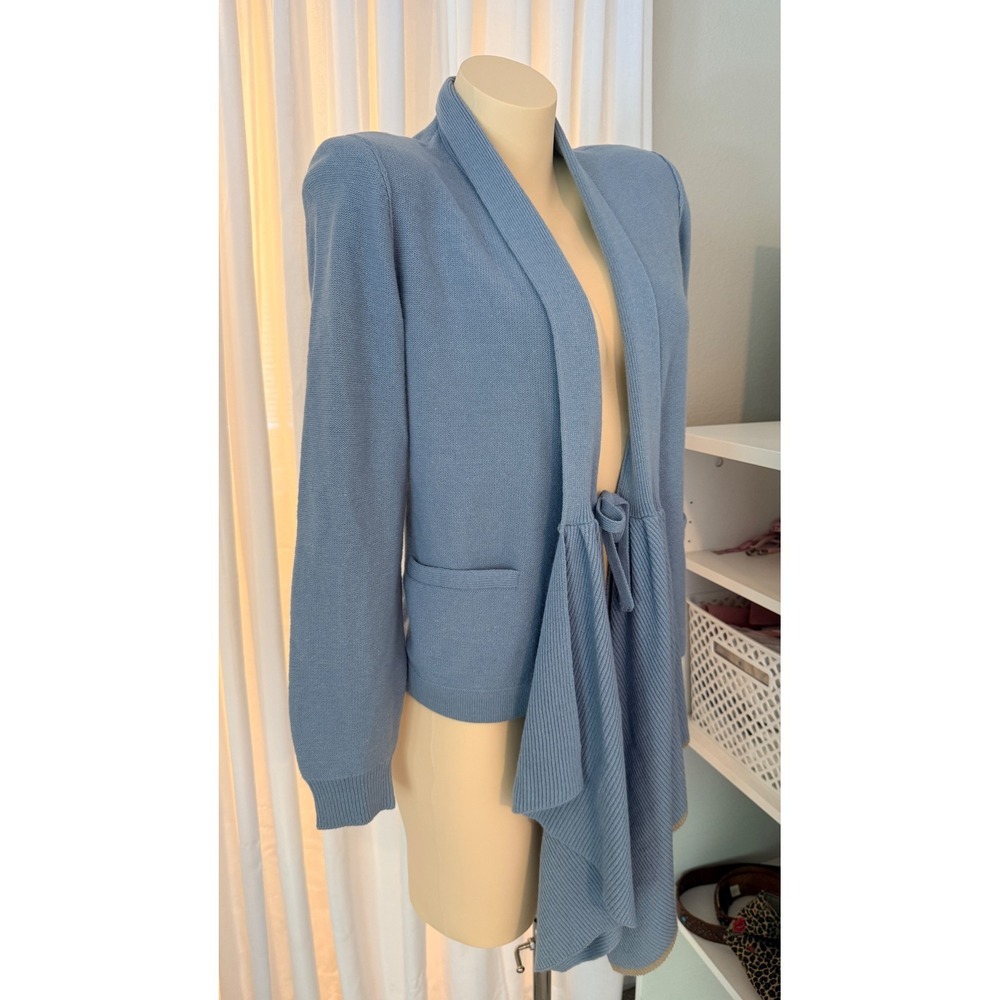 Sonia Rykiel Italy Blue Tie Front Drape Knit Cardigan Sweater Size 36 Small - Picture 8 of 11